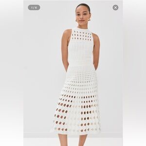Jonathan Simkhai Ivory Perforated Midi Dress